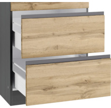 Bloc cuisine complète Held Möbel PISA 330 cm façade chêne sauvage mate, corps graphite variante réversible