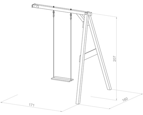 Illustration d''une balançoire en bois avec dimensions