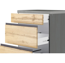Bloc cuisine complète Held Möbel PISA 390 cm façade chêne sauvage mate, corps graphite variante réversible