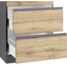 Bloc cuisine complète Held Möbel PISA 390 cm façade chêne sauvage mate, corps graphite variante réversible