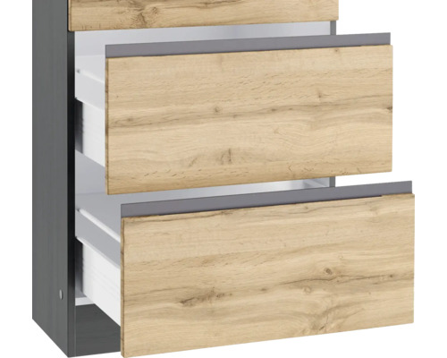 Armoire avec tiroirs aspect bois