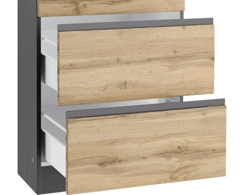 Meuble sous-lavabo avec deux tiroirs aspect bois