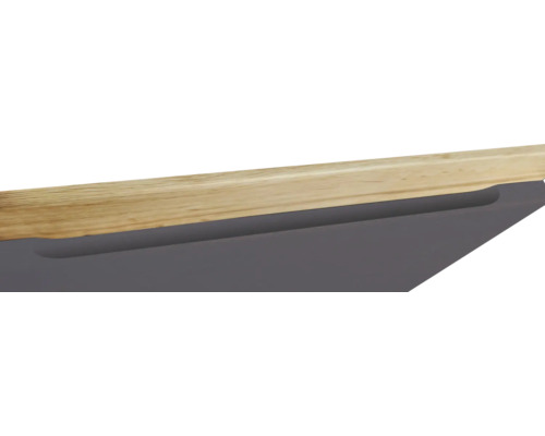 Vue détaillée d''un meuble avec poignée creuse et surface en bois