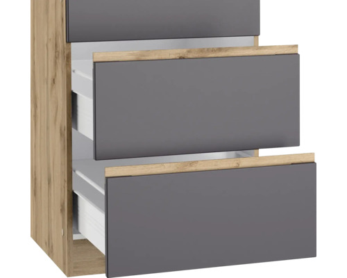 Armoire avec tiroirs et aspect bois