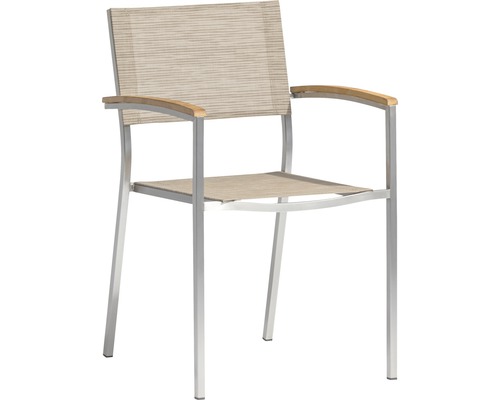 Chaise de jardin avec accoudoirs, structure en aluminium et revêtement textile