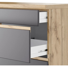 Bloc cuisine complète Held Möbel PISA 390 cm façade gris mate, corps chêne sauvage variante réversible