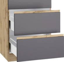 Bloc cuisine complète Held Möbel PISA 390 cm façade gris mate, corps chêne sauvage variante réversible