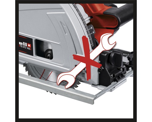 Einhell Handkreissäge mit durchgestrichenem Schraubenschlüssel Symbol