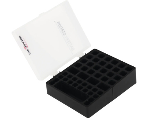 Batterie Aufbewahrungsbox mit Fächern für verschiedene Batteriegrössen