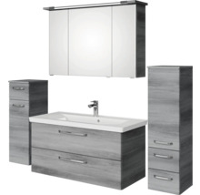 Ensemble de meubles de salle de bains avec meuble sous-lavabo, lavabo, armoire de toilette et armoires hautes