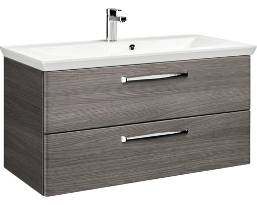 Waschtischunterschrank mit zwei Schubladen und Aufsatzwaschbecken