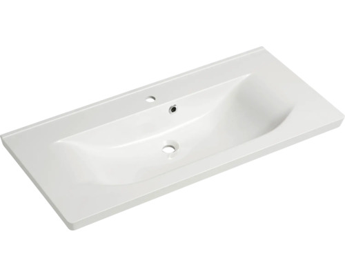 Waschtisch aus Keramik mit Hahnloch und Überlauf