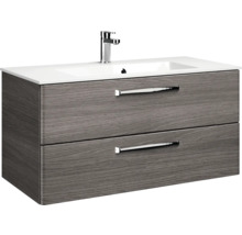 Meuble sous-lavabo avec deux tiroirs, lavabo et robinet