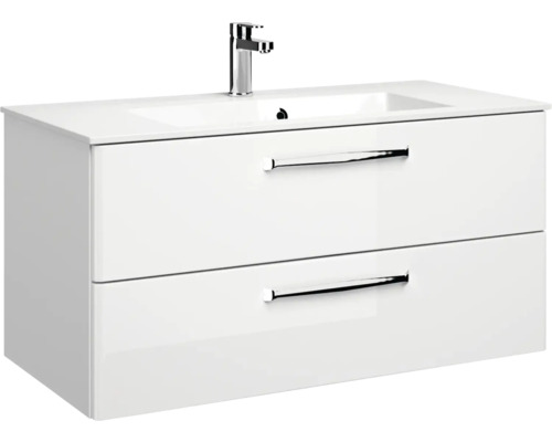Waschtischunterschrank mit zwei Schubladen und Aufsatzwaschbecken