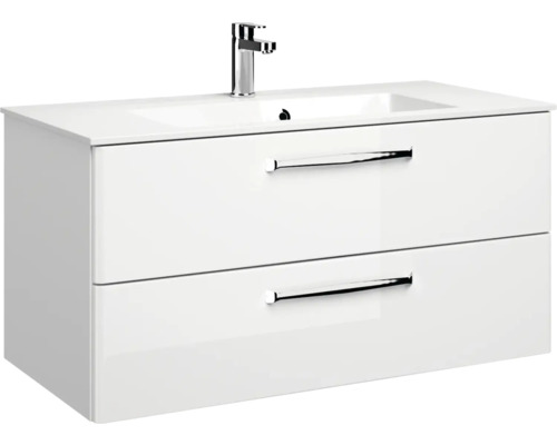 Waschtischunterschrank mit zwei Schubladen und Aufsatzwaschbecken