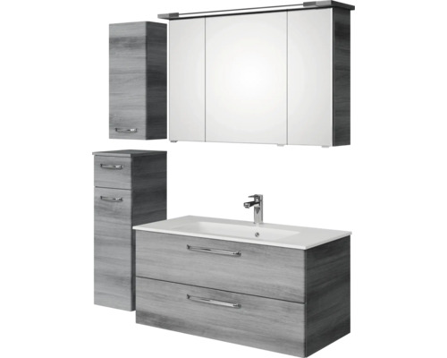 Badezimmer Set mit Spiegelschrank, Waschtischunterschrank und Hochschrank