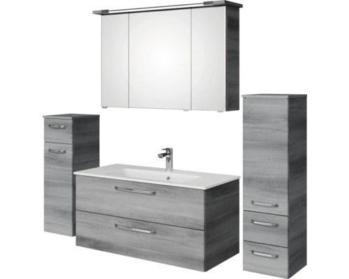 Badezimmerset mit Waschbecken, Spiegelschrank und zwei Hochschränken
