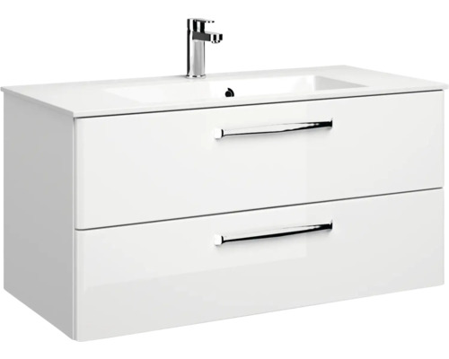 Meuble sous-lavabo avec deux tiroirs et lavabo à poser