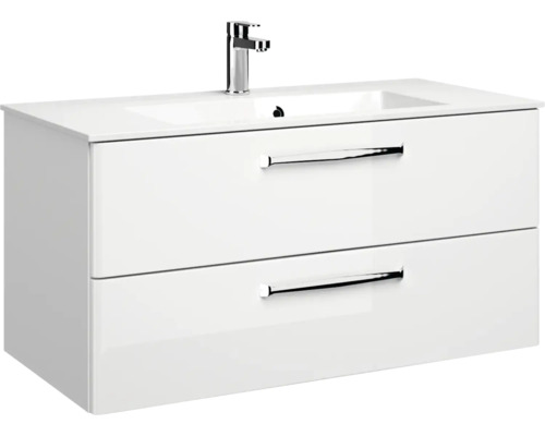 Waschtischunterschrank mit zwei Schubladen und Aufsatzwaschbecken