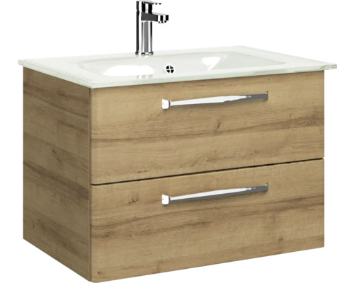 Waschtischunterschrank mit zwei Schubladen und Aufsatzwaschbecken