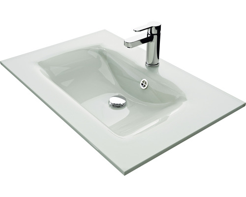 Vasque en verre avec robinet et garniture de vidange