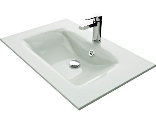 Vasque en verre avec robinet et garniture de vidage