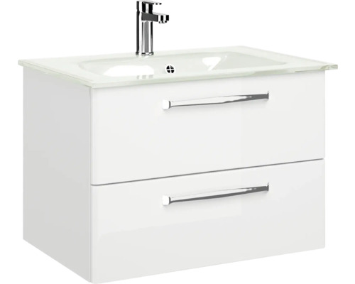 Waschtischunterschrank mit zwei Schubladen, Aufsatzwaschbecken und Armatur