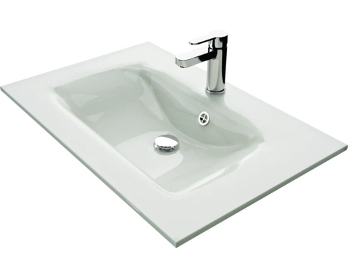 Waschtisch aus Glas mit Armatur