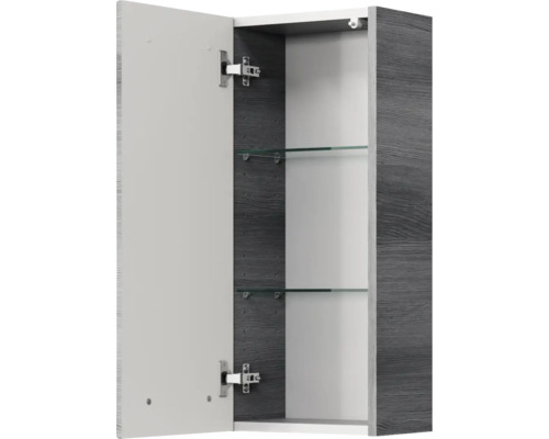 Geöffneter Spiegelschrank mit zwei Glasablagen