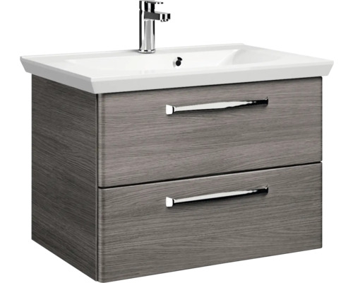 Meuble sous-vasque avec deux tiroirs, vasque à poser et robinetterie