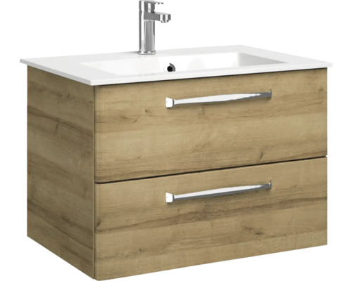 Waschtischunterschrank mit zwei Schubladen und Aufsatzwaschbecken