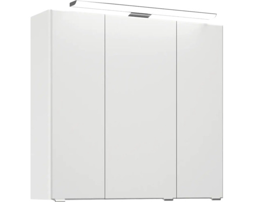 Weisser dreitüriger Badezimmerschrank mit Beleuchtung