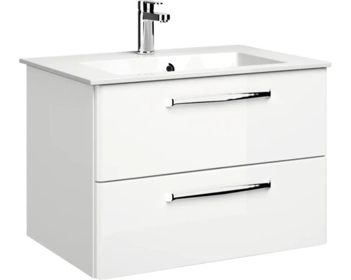 Waschtischunterschrank mit zwei Schubladen und Aufsatzwaschbecken
