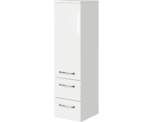 Weißer Badschrank mit einer Tür und drei Schubladen