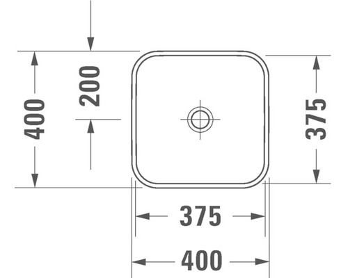 Schéma technique d''un lavabo carré avec dimensions