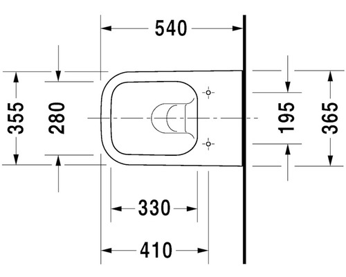 Technische Zeichnung eines Wand-WCs mit Maßangaben