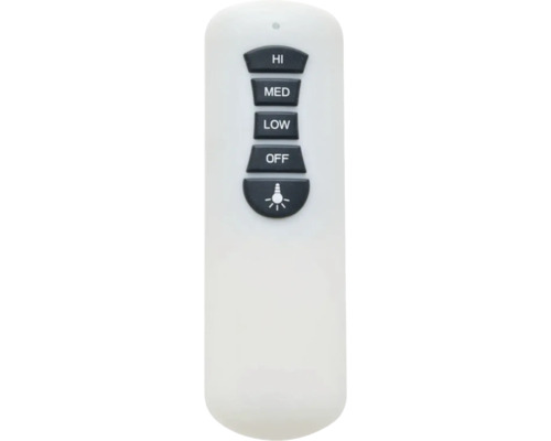 Fernbedienung zur Steuerung einer Lampe mit den Einstellungen hoch, mittel, niedrig und aus