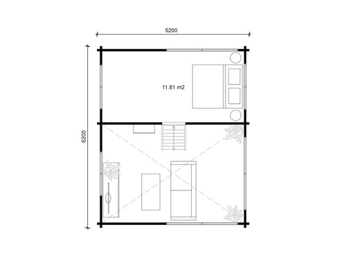 Plan d''une maison à deux étages avec meubles et dimensions.