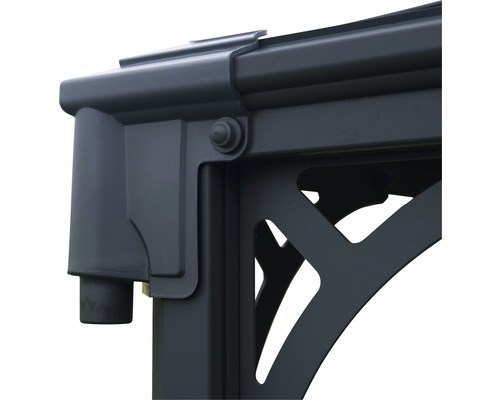 Vue détaillée d''une gouttière et d''un élément décoratif d''un pavillon