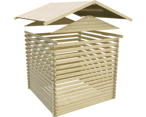 Holzlager mit Dachkonstruktion