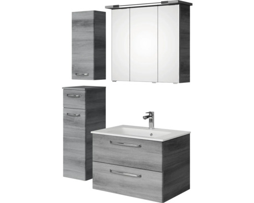 Modernes Badezimmermöbel Set mit Waschbeckenunterschrank, Spiegelschrank und Hochschrank
