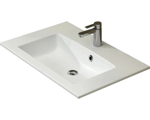 Aufsatzwaschbecken aus Keramik mit Armatur