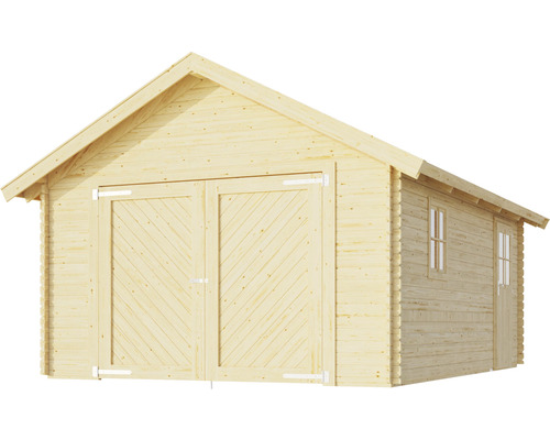 Garage en bois avec double porte et fenêtres
