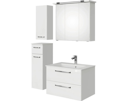 Ensemble de meubles de salle de bain avec meuble sous-lavabo, armoire de toilette et armoires hautes