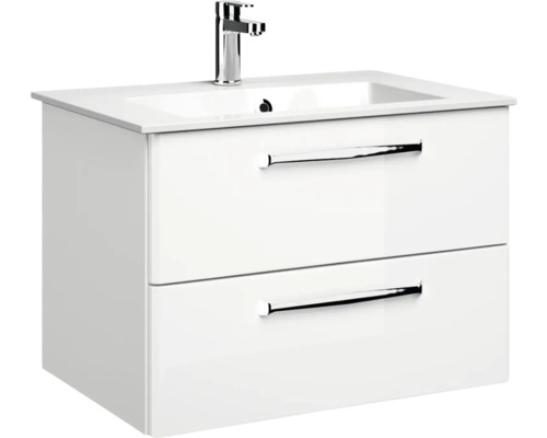 Meuble sous-lavabo avec deux tiroirs et vasque à poser