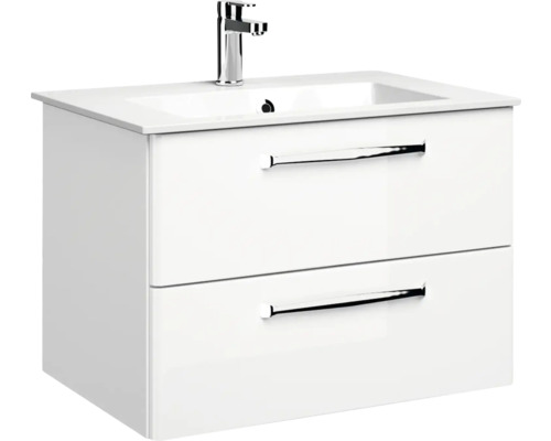 Waschtischunterschrank mit zwei Schubladen und Aufsatzwaschbecken