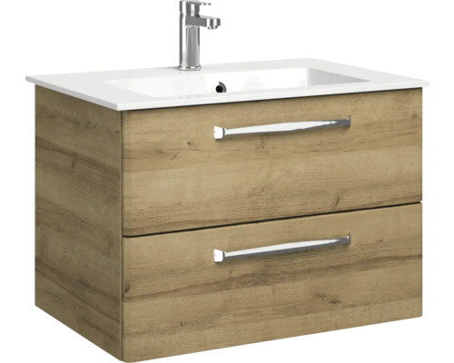 Waschtischunterschrank mit zwei Schubladen und Aufsatzwaschbecken
