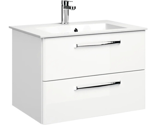 Waschtischunterschrank mit zwei Schubladen, Aufsatzwaschbecken und Armatur