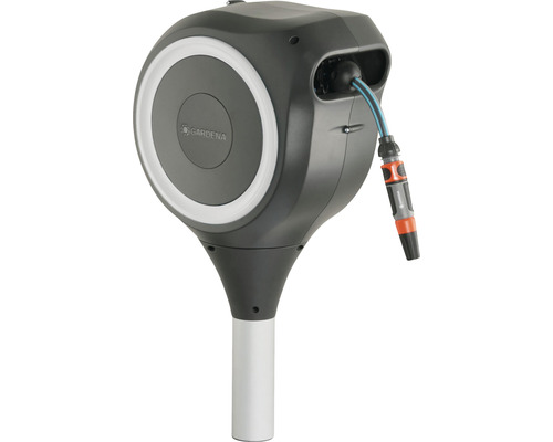 Logo Gardena Boîtier de tuyau avec tuyau d''arrosage et pied