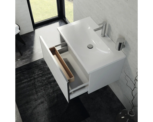 Weißer Waschtischunterschrank mit Auszug